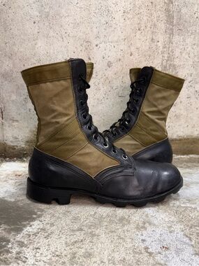 Vintage Vietnam Era Jungle Boots Mens 10R Combat Military Canvas Leather